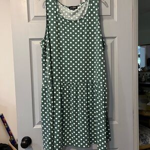 Suzanne Betro Green Polka Dot Midi Dress